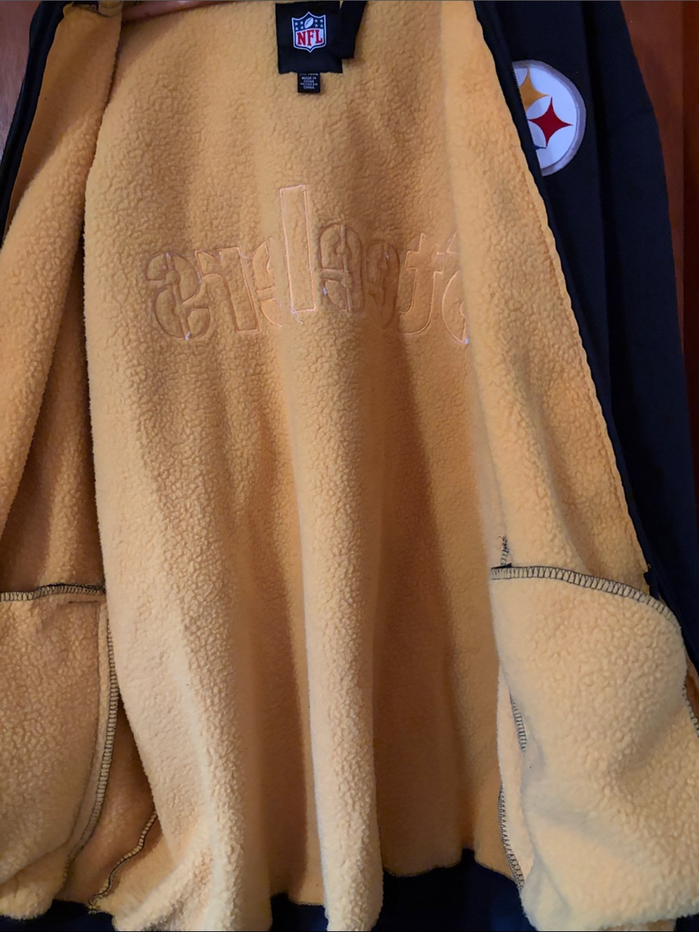 NFL Pittsburgh Steelers Heavyweight Fleece-lined Zip-Up Hoodie Jacket - Picture 5 of 5